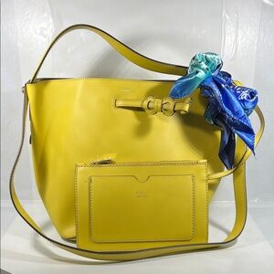 Furla Yellow Shoulder Bag with Blue Scarf